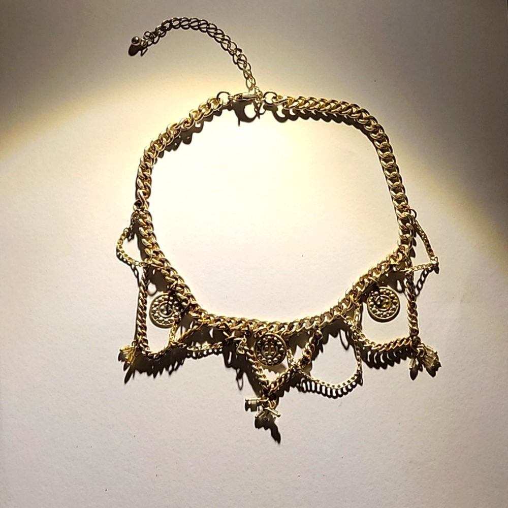 Adjustable silvery boho dangling anklet